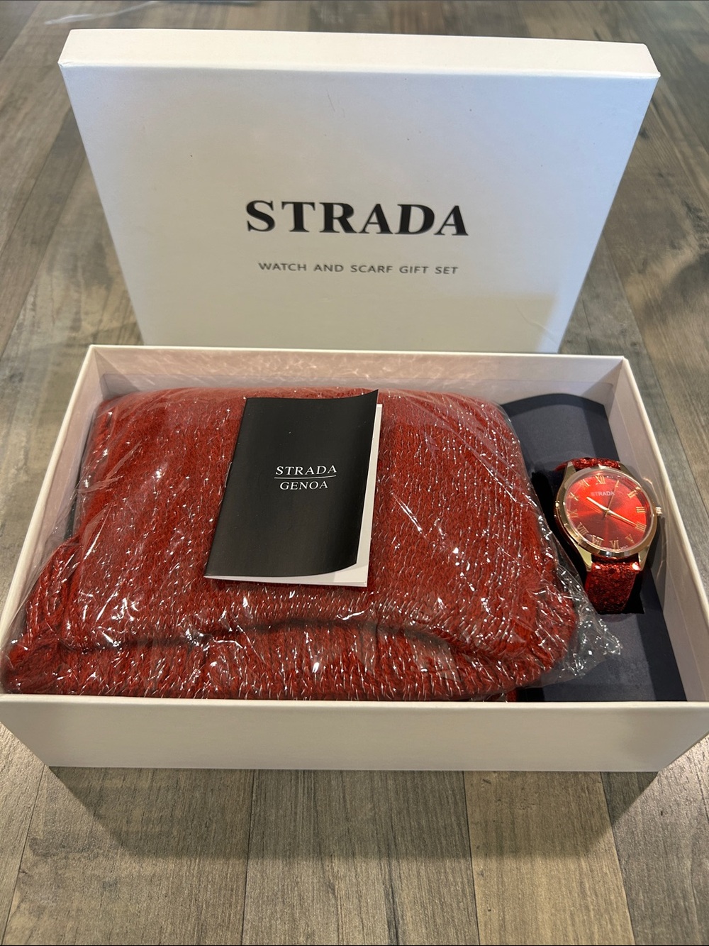 Strada Red Watch and Scarf Gift Set